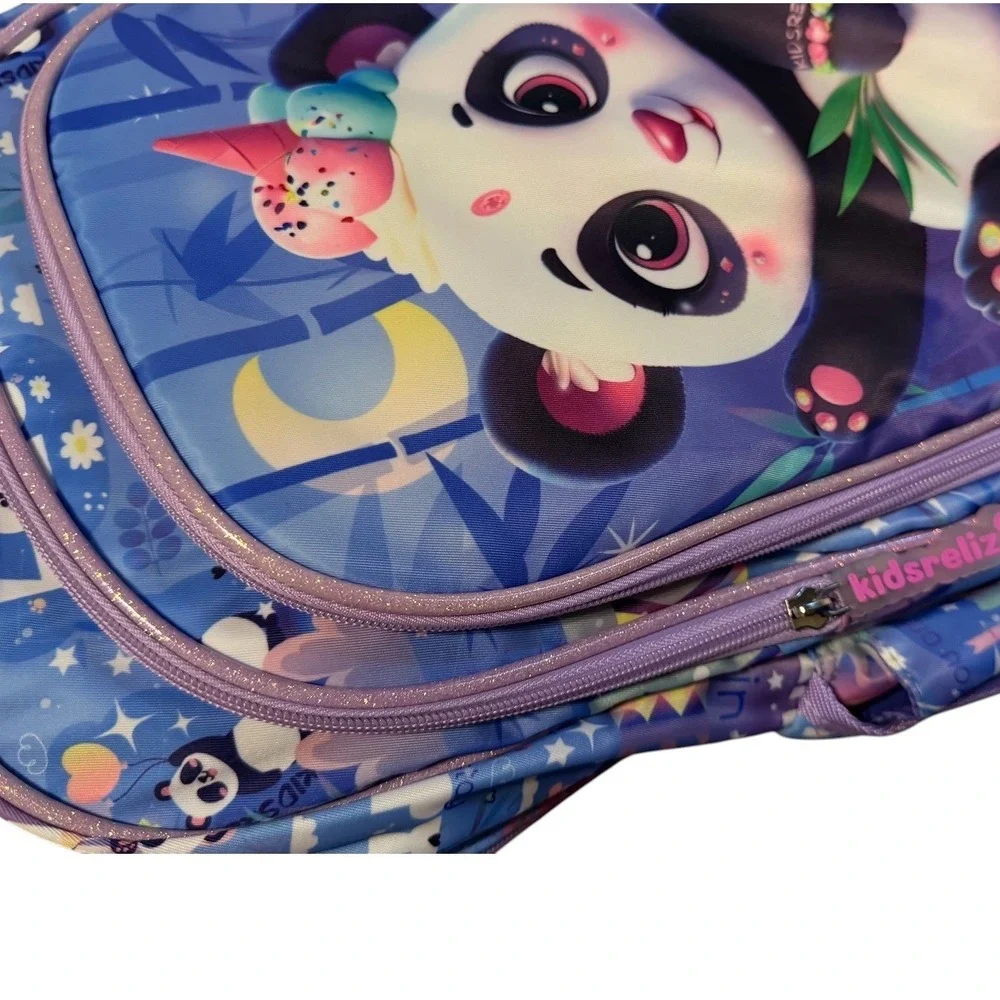 Kidspunk Kidsreliz Panda Backpack Purple Holographic School Bag GB-PD1-1